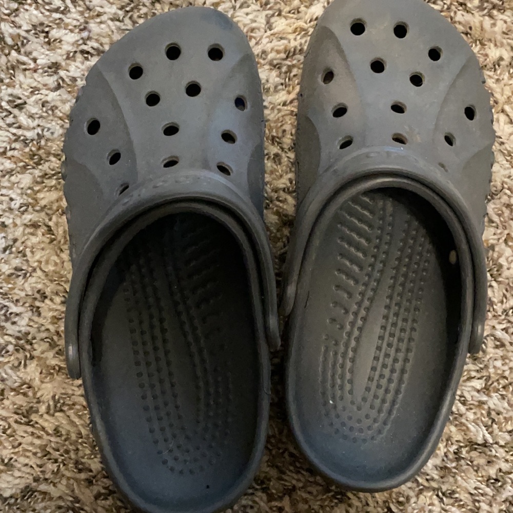 Size 8 crocs worn lightly, charcoal gray